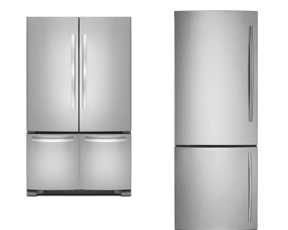 Big and Small Refrigerators Isolated on White Background